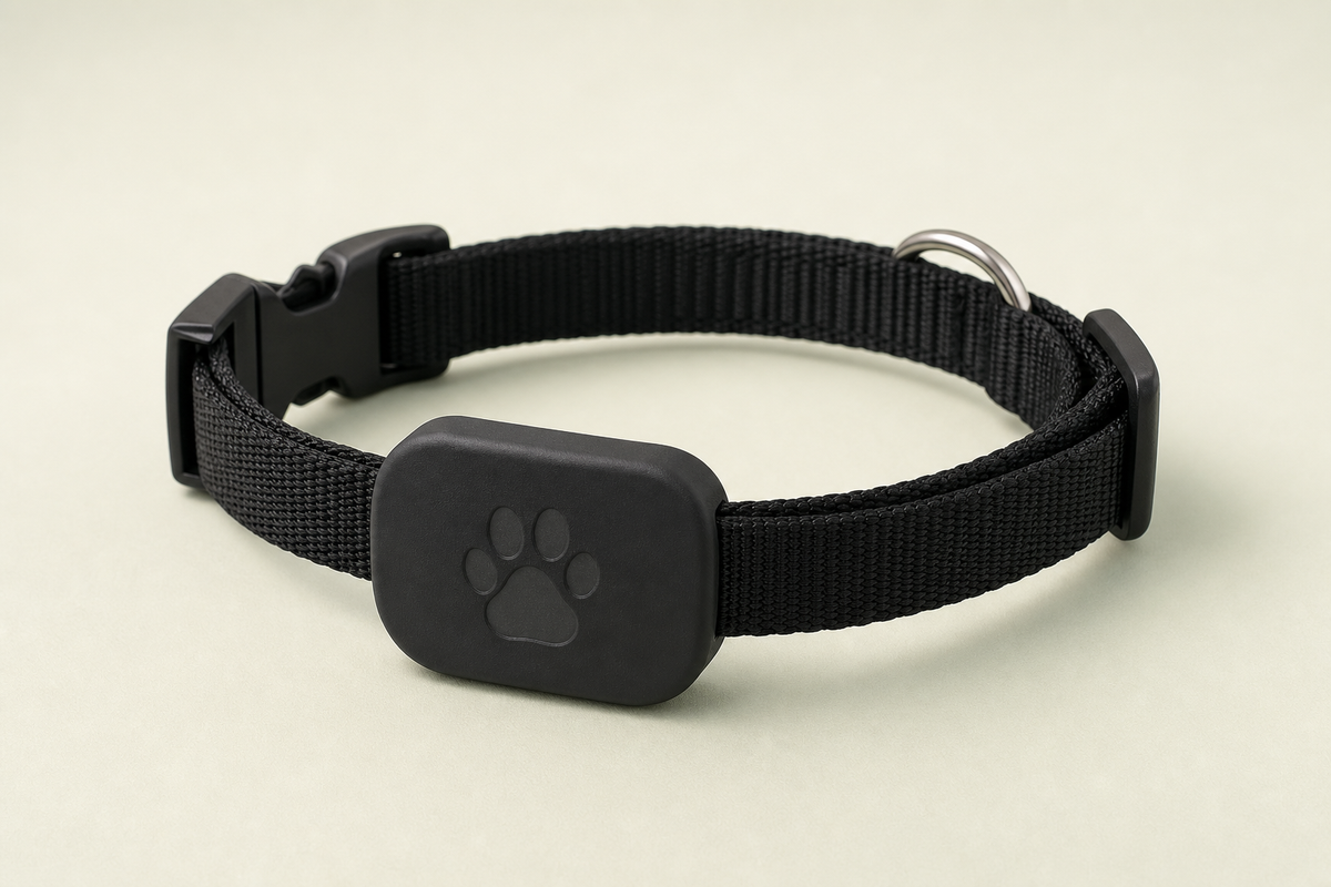 Black Tether Collar with its compact locator housing